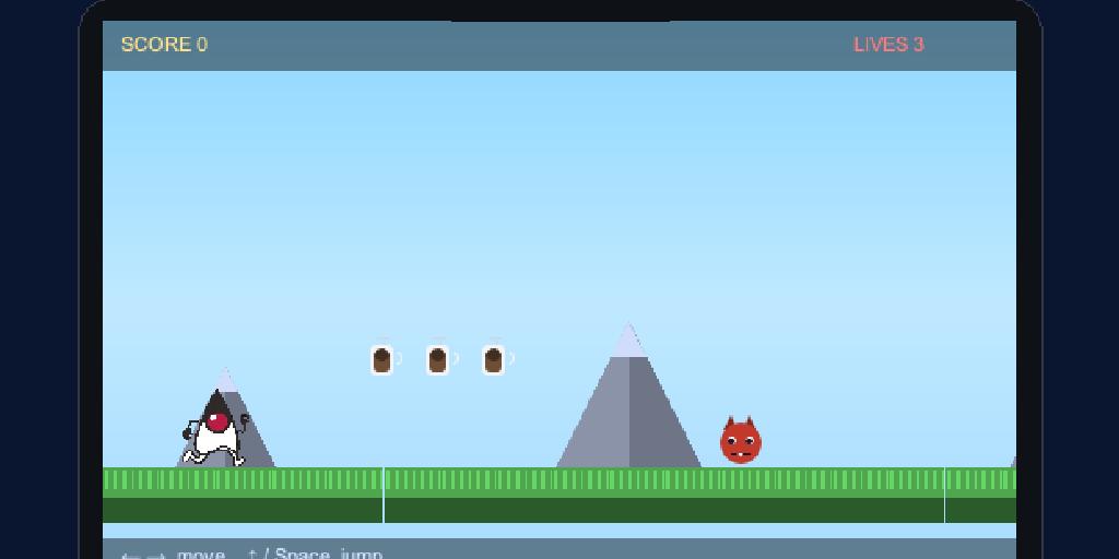 Duke’s Coffee Run, a 2D platformer built with the Game Builder